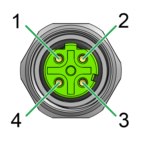 Ethernet connector (M12, 4 contacts, D-coded, female)
