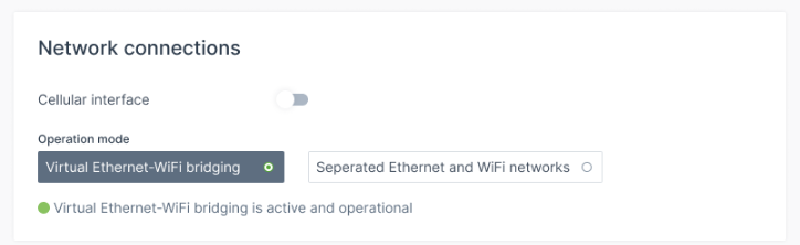 Network settings with virtual bridging