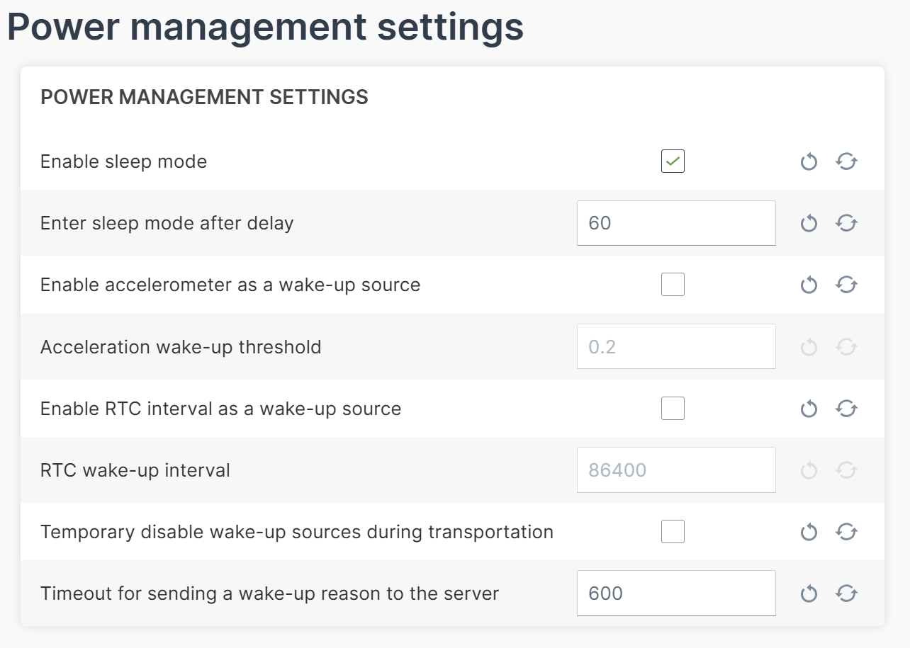 Power management settings