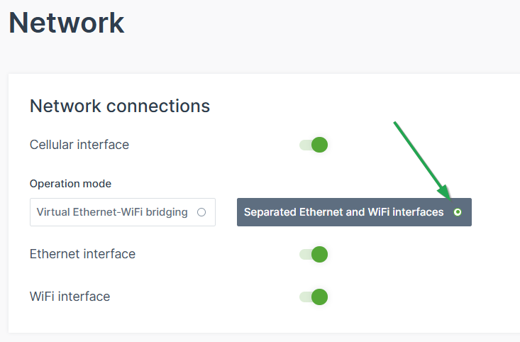 Separated Ethernet and WiFi interfaces