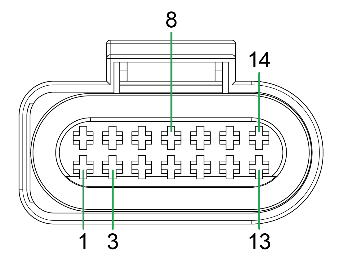 X1 - Micro-Timer II socket connector, 14-pin, female, code I
