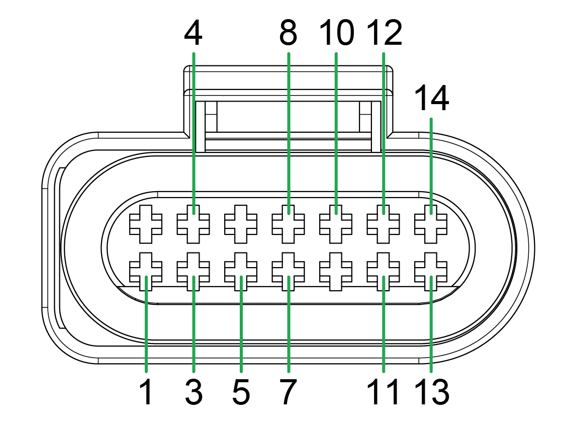 X1 - Micro-Timer II socket connector, 14-pin, female, code I (part number 136200002)