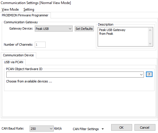 Firmware Update - Communication Settings