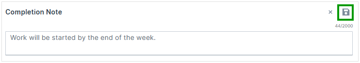 Add Completion Note Text