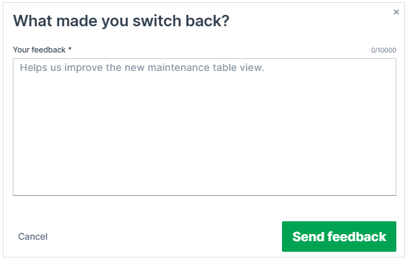 Switch back feedback form