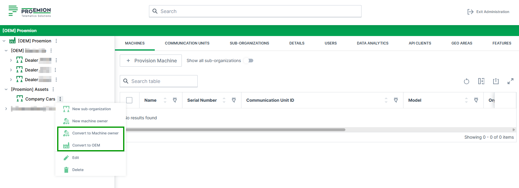 Change Organization Type