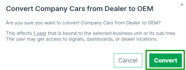 Confirm Organization Type Change