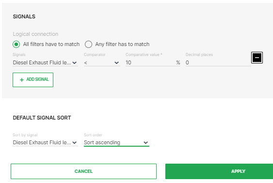 Machine List Signal Configuration Options
