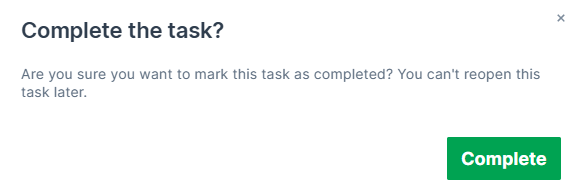 Complete the task confirmation