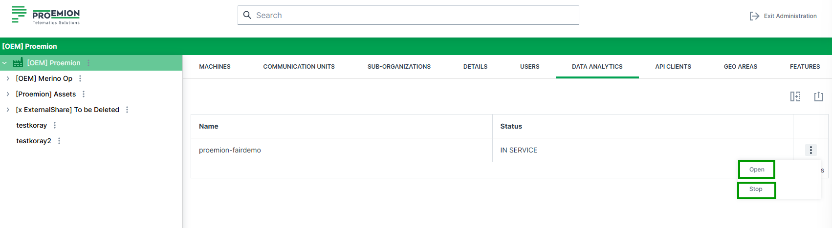Data analytics instances