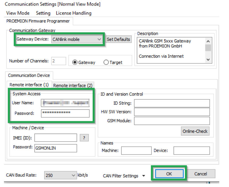 configUpdate commSett