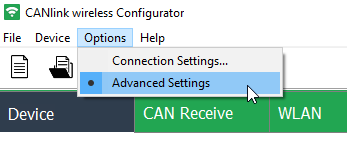 CANlink wireless Configurator   enable Advanced Settings