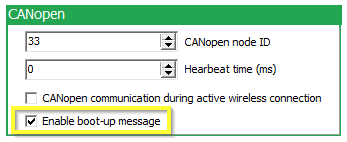 CANlink wireless Configurator   enable boot up message
