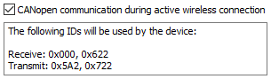 CANopen communication during active wireless connection
