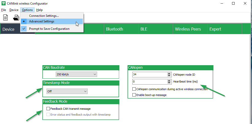 Device tab - Advanced Settings