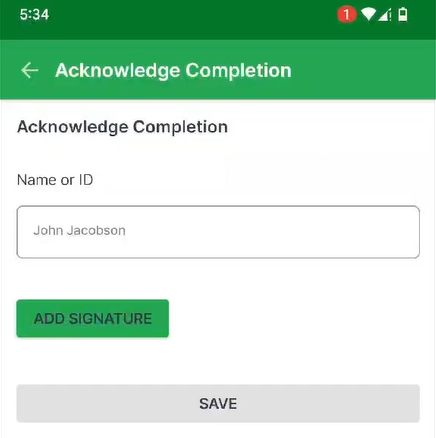 Acknowledge Completion