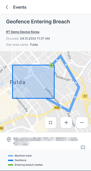 Event Detail Map – Entering breach (Green)