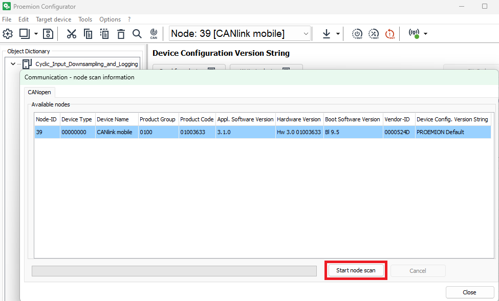 Configurator Node scan