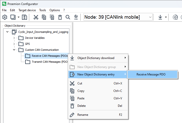 Configurator new rx message