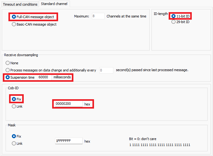 Configurator rx message Standard Channel
