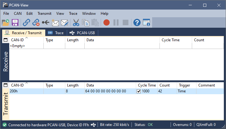 PCAN-View Tx message Cyclic