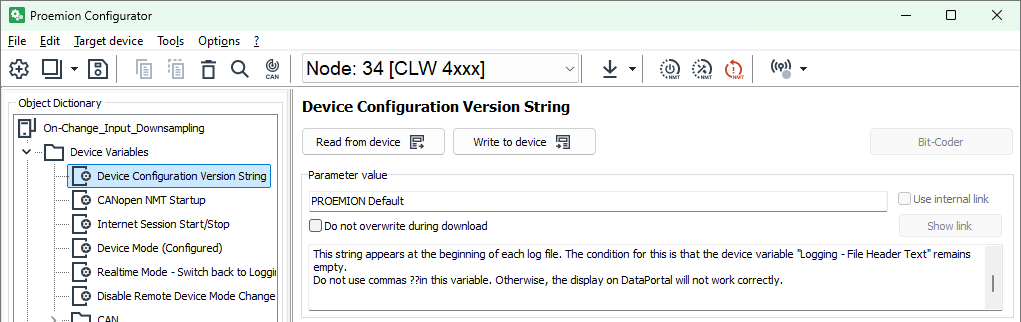 Configurator Device Variables Device Configuration Version String