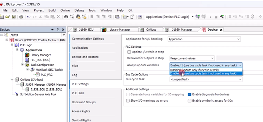 Enable Always Update Variables