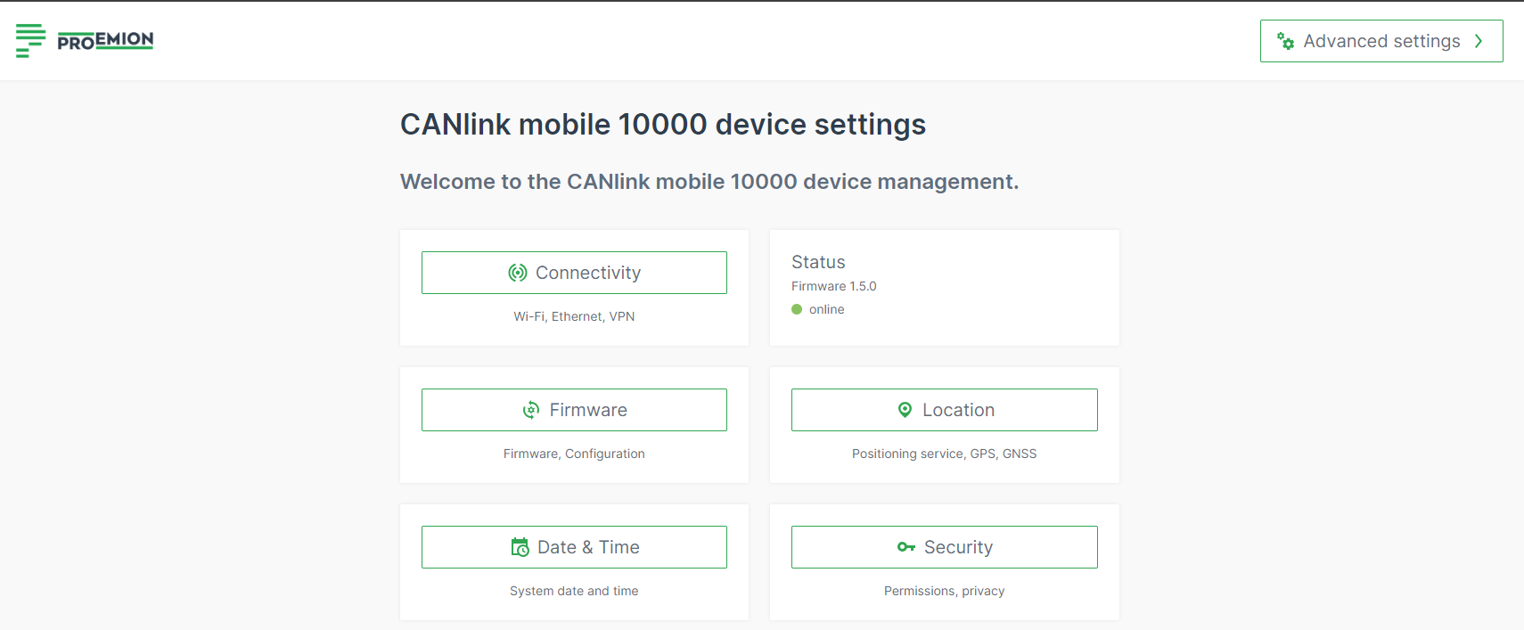 Web interface CANlink® mobile 10000
