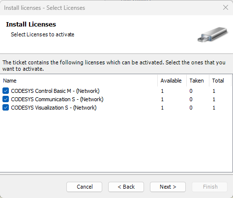 Select the license
