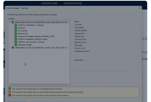 CODESYS License Manager - Installed licenses